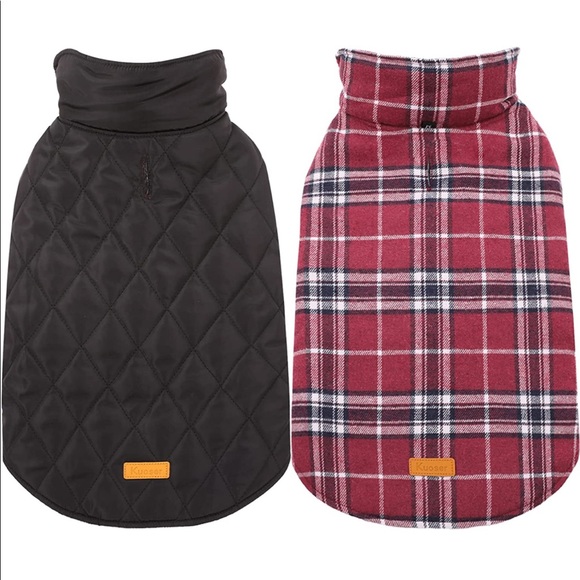 Kuoser Brand, Cozy Waterproof Windproof Reversible British Style Plaid Dog vest